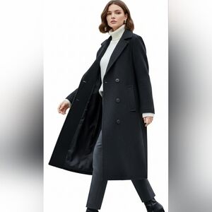 Women's Black Double-Breasted Coat